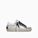 Crime London Sneakers da Donna Bianca con Dettagli Argento in Pelle