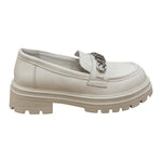 Gaelle Mocassino Bambina in Ecopelle Bianco con Scritta Logo Argento