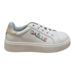 Gaelle Sneakers Bambina in Ecopelle Bianca con Inserti Multicolor e Glitter