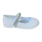 Gaelle Ballerina Bambina in Ecopelle Bianca con Fascia Strass