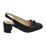 Descanflex Chanelle Donna in Pelle Blu con Catena e Tacco Largo di 6cm