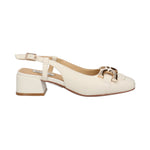 Keys Chanelle Donna in Pelle Panna con Morsetto Dorato e Tacco Basso 40mm
