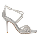 Albano Vanity Sandalo con Tacco a Spillo 100mm Donna con Fasce Incrociate Frontali Strass in Colore Argento