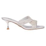 Albano Vanity Scalzato Donna con Tacco a Spillo 60mm e Strass Incrocio Colore Argento - 37 38 39
