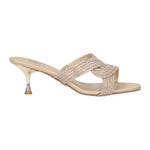 Albano Vanity Scalzato Donna con Tacco a Rocchetto 60mm e Strass in Colore Platino