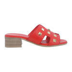 Melluso Scalzato Donna in Pelle Rosso con Borchie Dorate e Tacco Basso 40mm