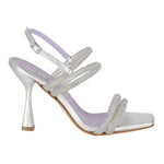 Albano Sandalo Argento con Fasce Arricchite da Strass t.10