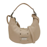 John Richmond Mezza Luna Piccola Donna in Pelle Beige con Tracolla e Borchie Frontali