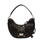 John Richmond Mezza Luna Piccola Donna in Pelle Nera con Tracolla e Borchie Frontali