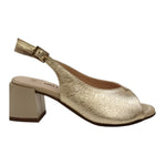 Melluso Spuntata Donna in Pelle Laminata Oro Beige con Tacco Largo 60mm