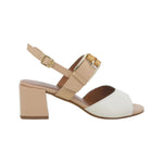Melluso Sandalo Donna in Pelle Bianco Crema con Tacco Largo 60mm