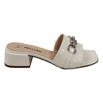 Melluso Scalzato Donna in Vernice Bianca con Accessorio in Vernice e Tacco Basso 40mm