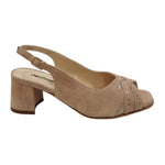 Melluso Sandalo Donna in Camoscio Cipria con Strass e Tacco Largo 70mm