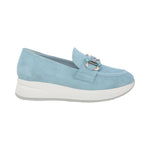 Melluso Mocassino Donna in Camoscio Cielo con Zeppa