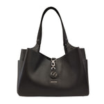 Gattinoni Roma Borsa a Spalla L Donna con 5 Scomparti in Ecopelle Nera Chiusura con Gancio