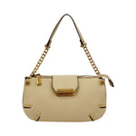 Gattinoni Roma Borsa a Tracolla Donna in Ecopelle Beige con Accessorio Oro Frontale e Tracolla con Catena