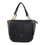 Gattinoni Roma Borsa a Spalla in Tessuto ed Ecopelle in Colore Blu con Dettagli Oro e Chiusura con Cerniera