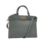 Gattinoni Roma Borsa a Mano Donna in Ecopelle Celeste con Accessorio Oro Frontale e Tracolla