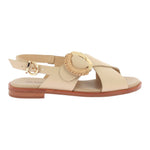 Frau Sandalo Donna Basso Beige con Fasce Incrociate
