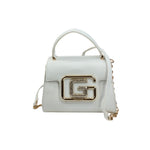 Gaelle Mini Borsa a Mano Donna in Ecopelle Bianca con Tracolla in Catena Dorata