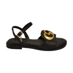Caryatis Sandalo Basso Nero con Accessorio Dorato