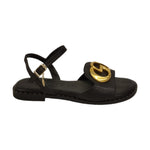 Caryatis Sandalo Basso Nero con Accessorio Dorato