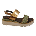 Laura Bizzarri Sandalo Bronzo Verde in Pelle Laminata