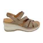 Descanflex Sandalo Donna in Pelle Beige con Strappo e Zeppa di 6cm