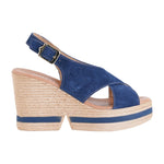 Valleverde Sandalo Blu in Camoscio con Zeppa