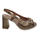Pitillos Décolleté Donna in Pelle Laminata Bronzo con Morsetto Dorato Frontale e Tacco Alto di 9cm