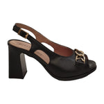 Pitillos Décolleté Donna in Pelle Nera con Morsetto Dorato Frontale e Tacco Alto di 9cm