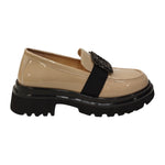 Keys Mocassino Donna in Vernice Beige con Suola a Carrarmato