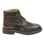 Exton Polacchino Uomo Stringato in Pelle e Camoscio Nero Stile Inglese