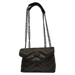 John Richmond Borsa a Tracolla Piccola in Pelle Trapuntata Nera con Metalleria Piombo