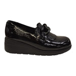 Susimoda Mocassino Nero in Naplak con Catena e Frange da Donna