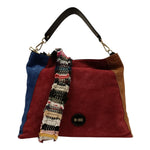 M Brc Borsa a Spalla Nero Multi Linea Superstar in Pelle e Camoscio