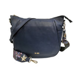 M Brc Borsa a Spalla Donna Linea Obona in Pelle Blu con Doppia Tracolla