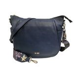 M Brc Borsa a Spalla Donna Linea Obona in Pelle Blu con Doppia Tracolla