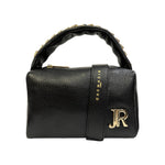 John Richmond Borsa a Mano S Donna in Pelle Nera con Manico Catena Oro e Tracolla in Pelle