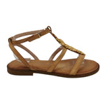 Caryatis Sandalo Cuoio Oro in Pelle da Donna