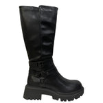 Lumberjack Stivale Donna in Pelle Nera con Doppia Fibbia con Cinturino