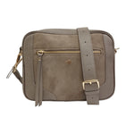 Caleidos Borsa a Tracolla Donna in Pelle e Camoscio Nebbia