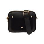 Caleidos Borsa a Tracolla Piccola Donna in Pelle e Camoscio Nera