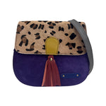 Soruka Tracolla Donna Lena in Camoscio e Pelle Multicolor con Stampa Maculata e Nappa
