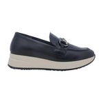 Melluso Mocassino Donna in Pelle Nera con Morsetto e Zeppa Bianca 42