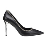 Cult Décolleté Nero in Pelle con Catenella t.9
