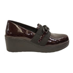Melluso Mocassino Donna in Vernice Bordeaux con Zeppa e Catena