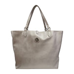 Gattinoni Roma Shopping Bag L Donna Reversibile Linea Teodosia in Colore Argento con Pochette Interna e con Tracolla