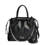 By Byblos Borsa a Mano in Ecopelle Nero Silver con Catena Oro e Tracolla