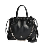 By Byblos Borsa a Mano in Ecopelle Nero Silver con Catena Oro e Tracolla
